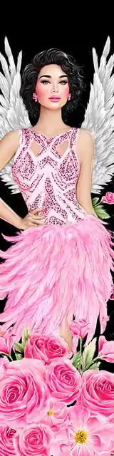 Free angel bookmark featuring an angel in a pink skirt